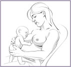 illustration of baby latching on mohter