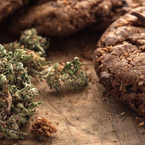 image of cannabis and baked cookies