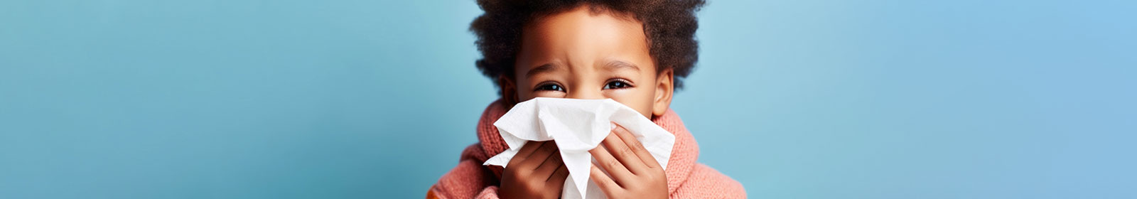 picture of child blowing their nose with a tissue