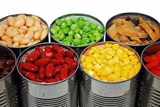Photo of a variety of canned vegetables