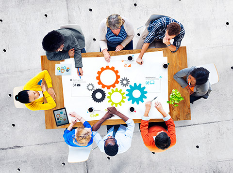 Photo of a group of business people in a planning meeting