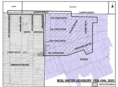 map of boil water advisory Amherstburg